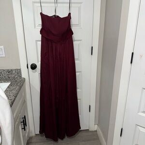 Vera Wang Strapless Dress in Rich Burgundy